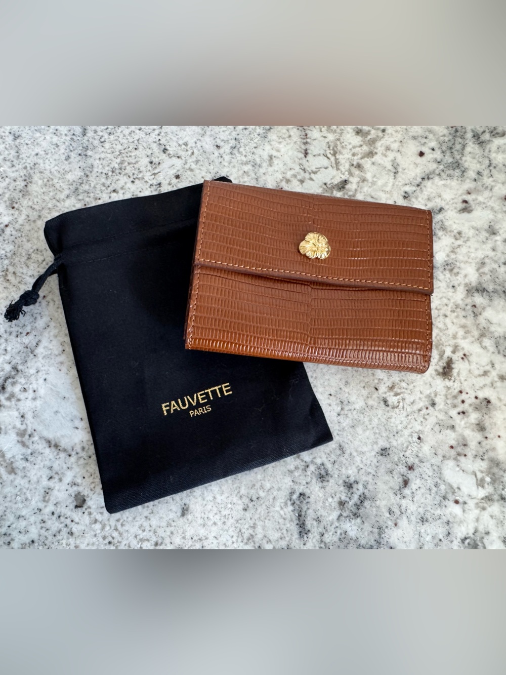 Fauvette Paris Adele Camel Lizard Wallet